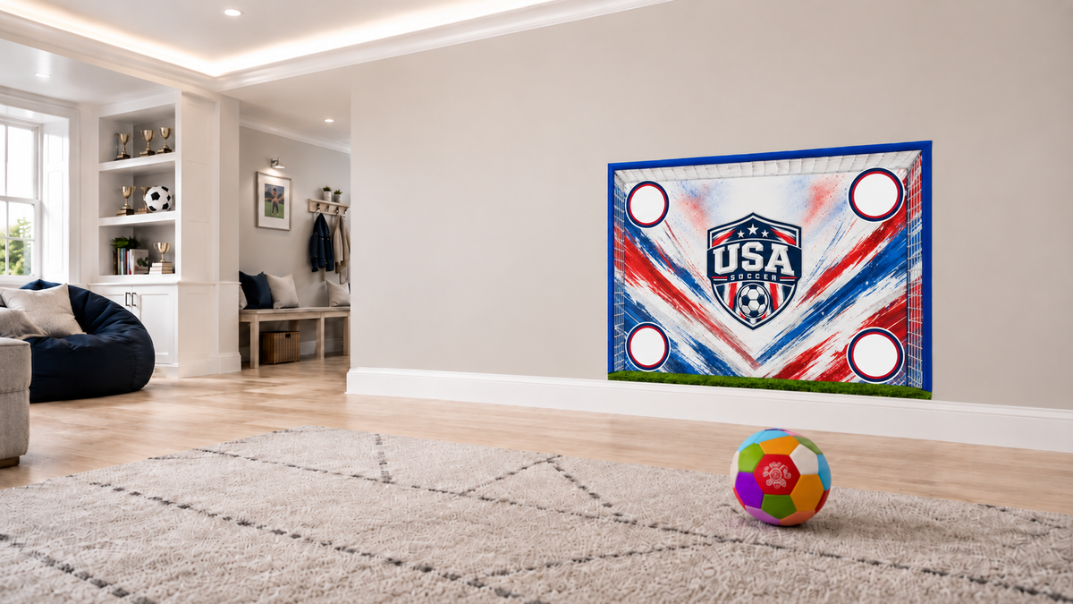 USA Indoor Soccer Wall Goal - 48x36" Removable Vinyl Wall Decal