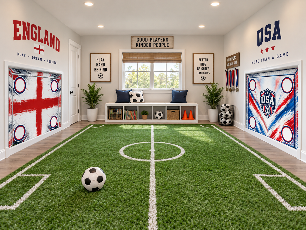 USA Indoor Soccer Wall Goal - 48x36" Removable Vinyl Wall Decal